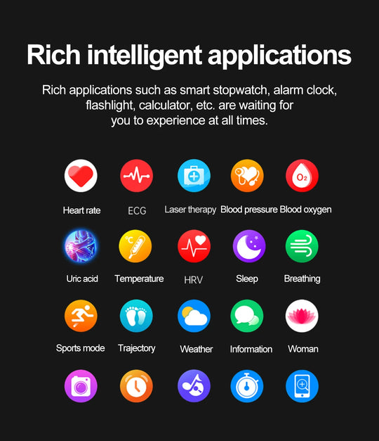 Smart Watch - Health Tracker Uric Acid Body Fat Bluetooth Call