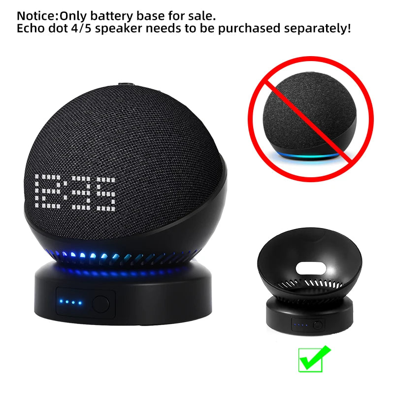 Echo Dot Battery Base - Portable Rechargeable Wireless Base for Echo Dot 4th & 5th Gen