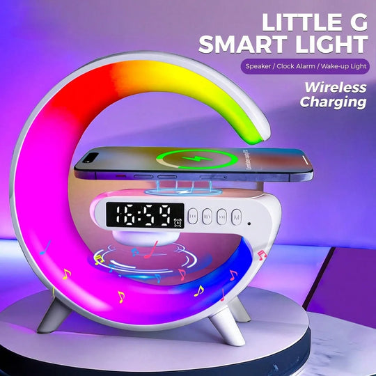 Wireless Charger - 30W RGB with Alarm Clock, Bluetooth Speaker & Night Light