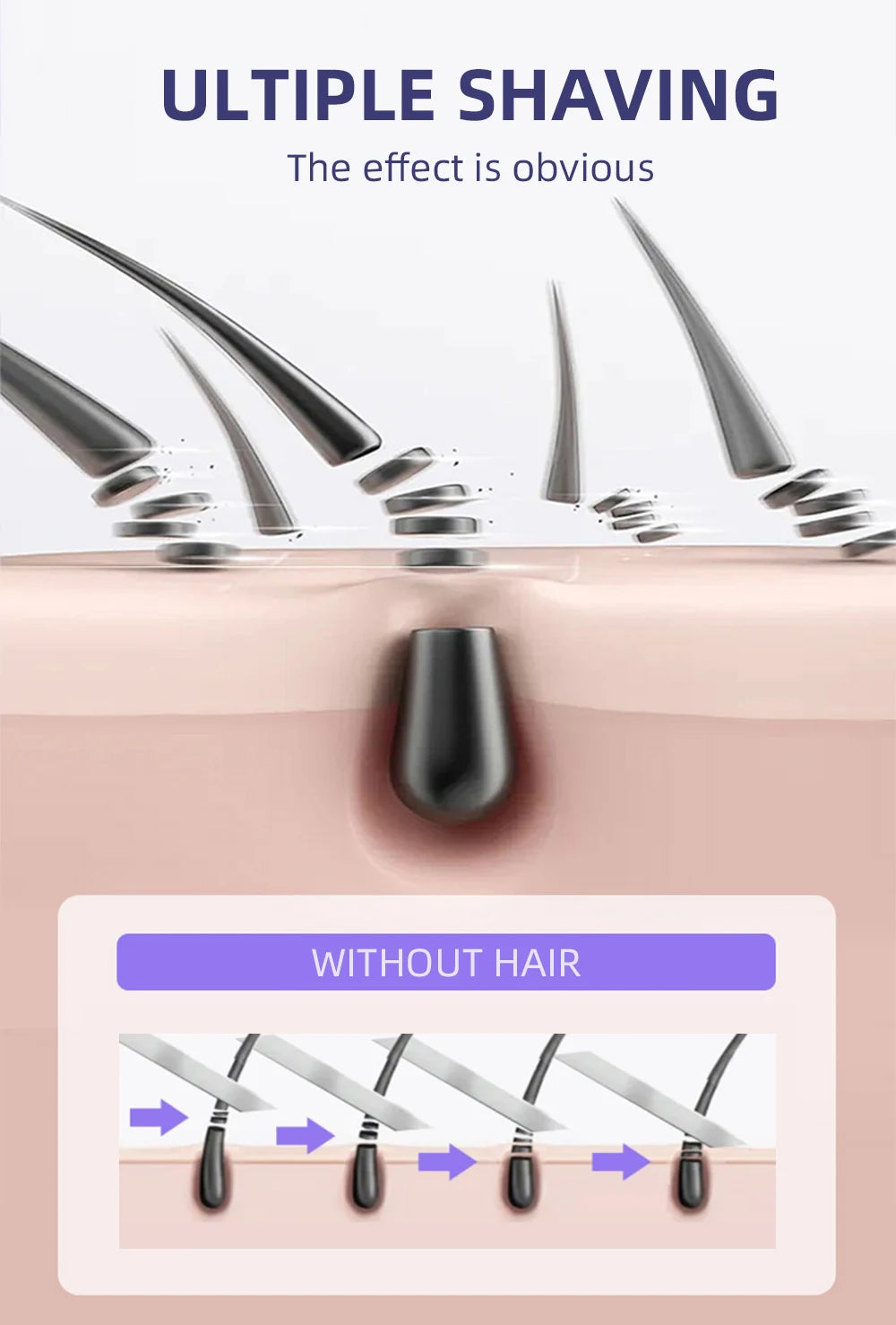 Rechargeable Lady Shaver & Epilator - Full Body Hair Removal, 30 Tweezers, Active Massage