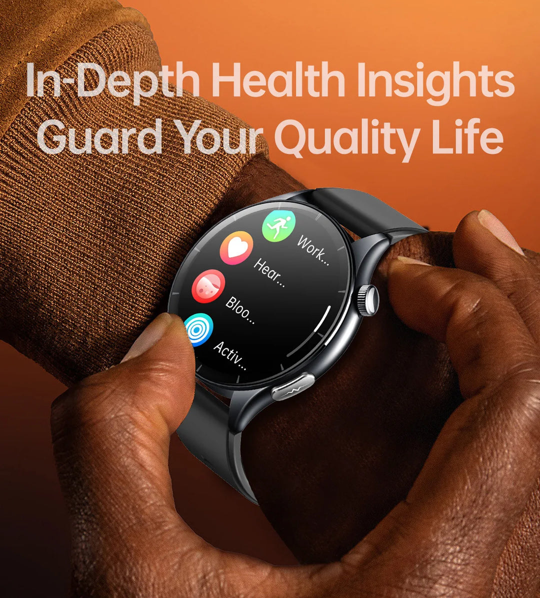 Smart Watch with ECG Health Monitoring - Uric Acid Blood Pressure Blood Oxygen for iOS & Android