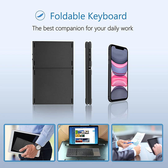 Foldable Bluetooth Keyboard with Touchpad - Mini Wireless Keyboard for Tablet iPad Phone Windows Android iOS