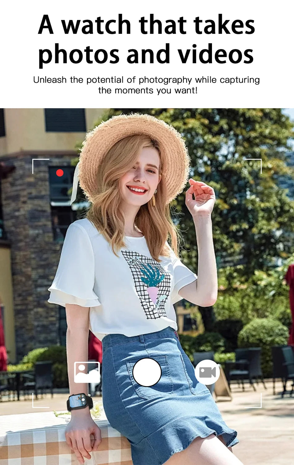 Smart Watch with Camera - Photo Video Heart Rate Bluetooth Call Waterproof