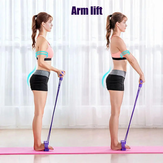 Pedal Resistance Band with Handle - 4/6 Tube Elastic Pull Rope for Yoga & Strength