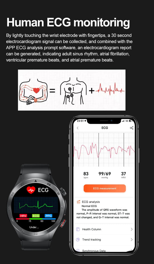 Smart Watch - Health Tracker Uric Acid Body Fat Bluetooth Call