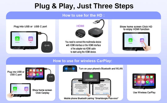 Wireless CarPlay Adapter - USB Dongle for Wired to Wireless CarPlay