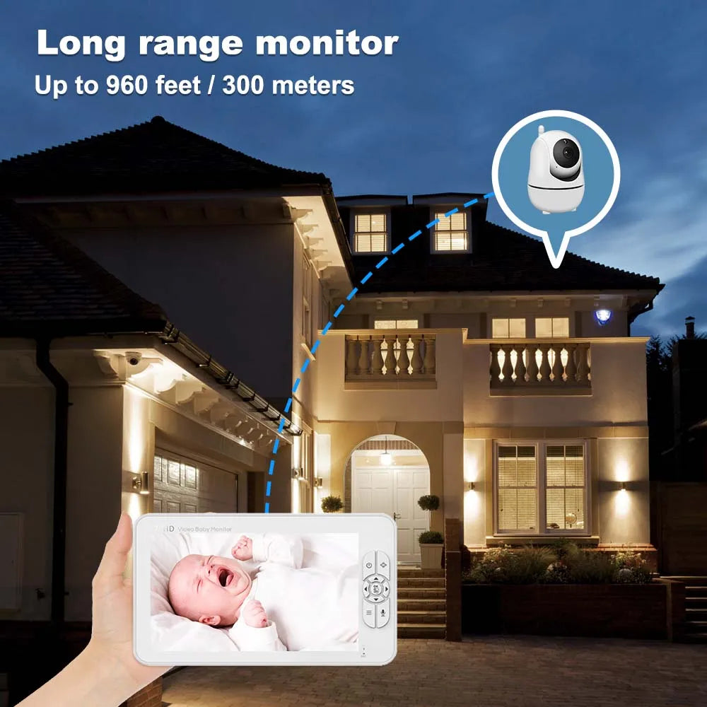 5 Inch Video Baby Monitor Indoor Mini Kids Surveillance cameras Security Protection Two-way Audio Baby Camera Temperture Display