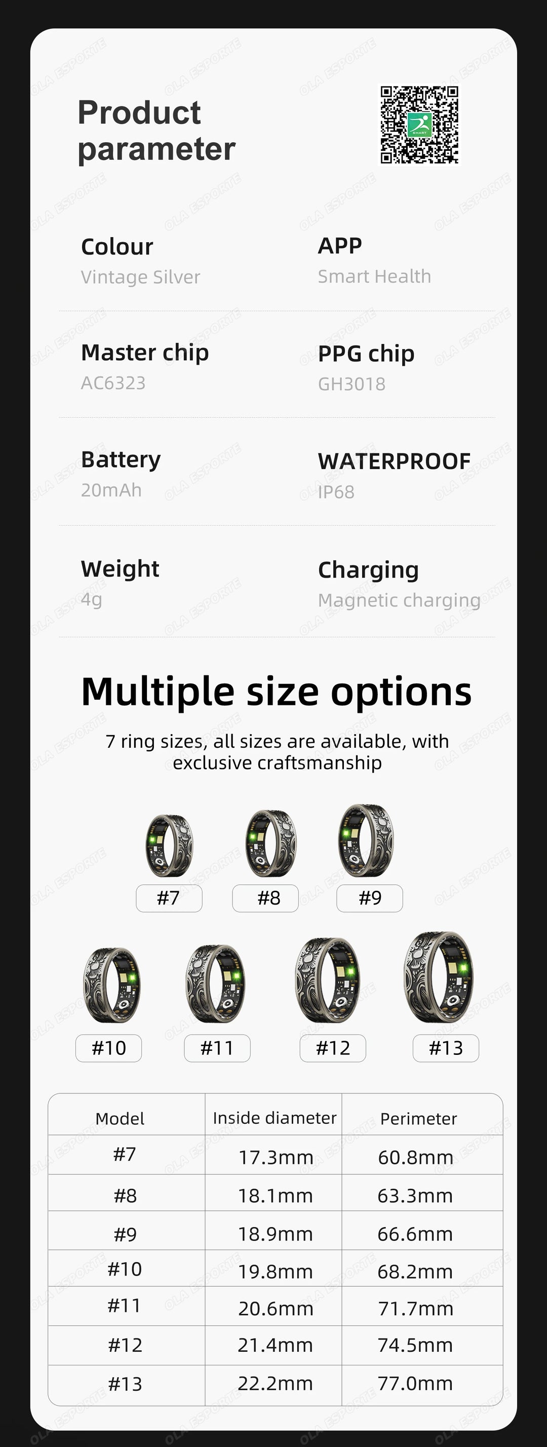 Smart Ring - Heart Rate Sleep Monitor IP68 Waterproof