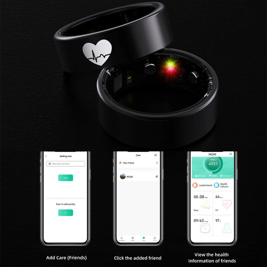 ECG Smart Ring - Heart Rate Body Temperature Health Tracker