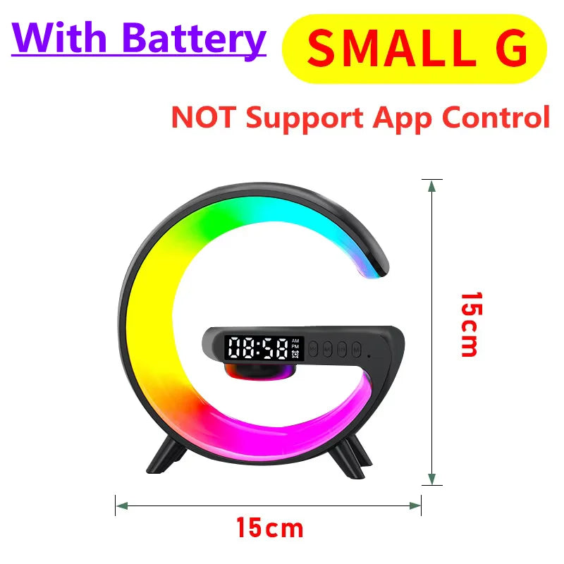 Wireless Charger - 30W RGB with Alarm Clock, Bluetooth Speaker & Night Light