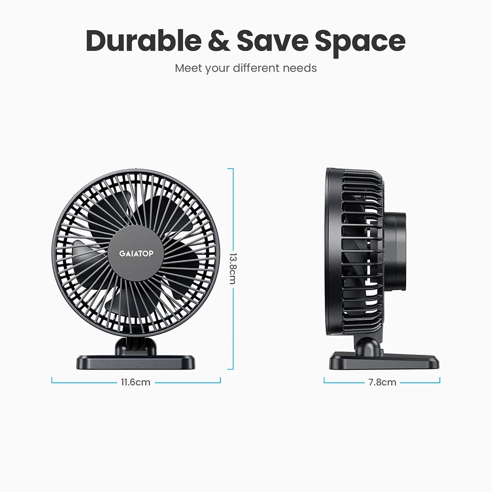 GAIATOP Mini USB Desktop Fan - Portable Quiet Cooling Fan with 3 Speed Settings