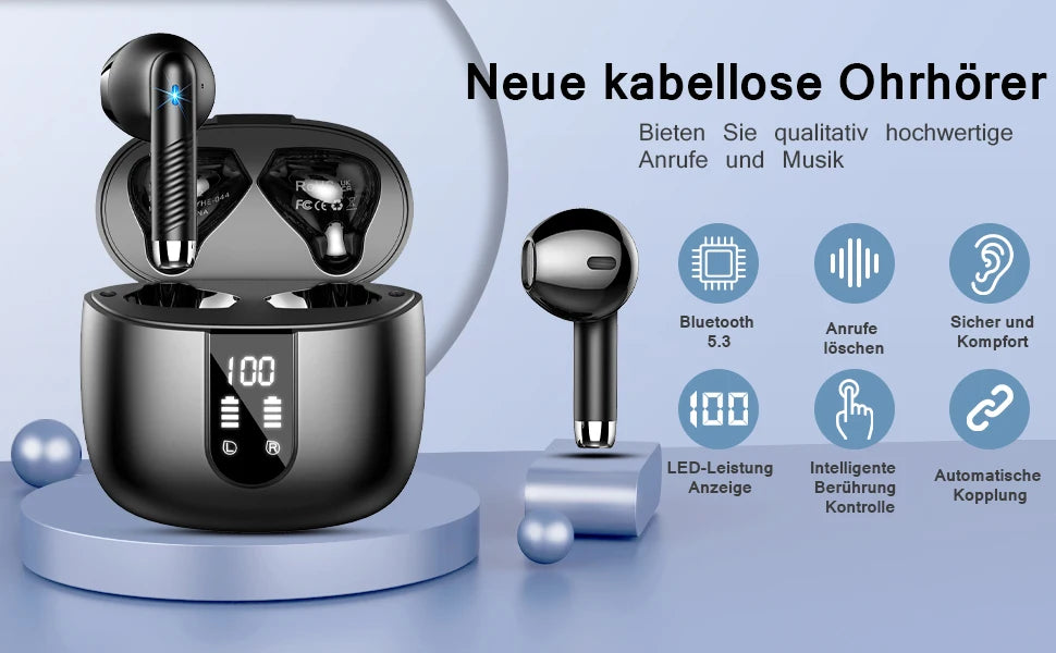 Wireless Earbuds - Bluetooth Noise Canceling LED Display Waterproof