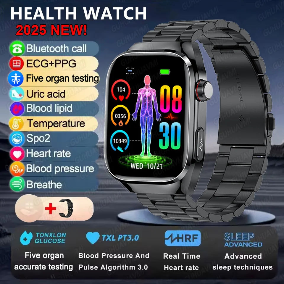 ECG+PPG Health Smartwatch - Heart Rate, Blood Pressure & BT Call Monitor