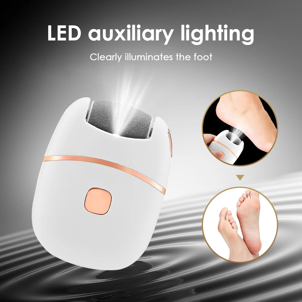 Electric Foot Callus Remover - Rechargeable Pedicure Tool, 2-Speed, LED Light, Diamond Grinding Head