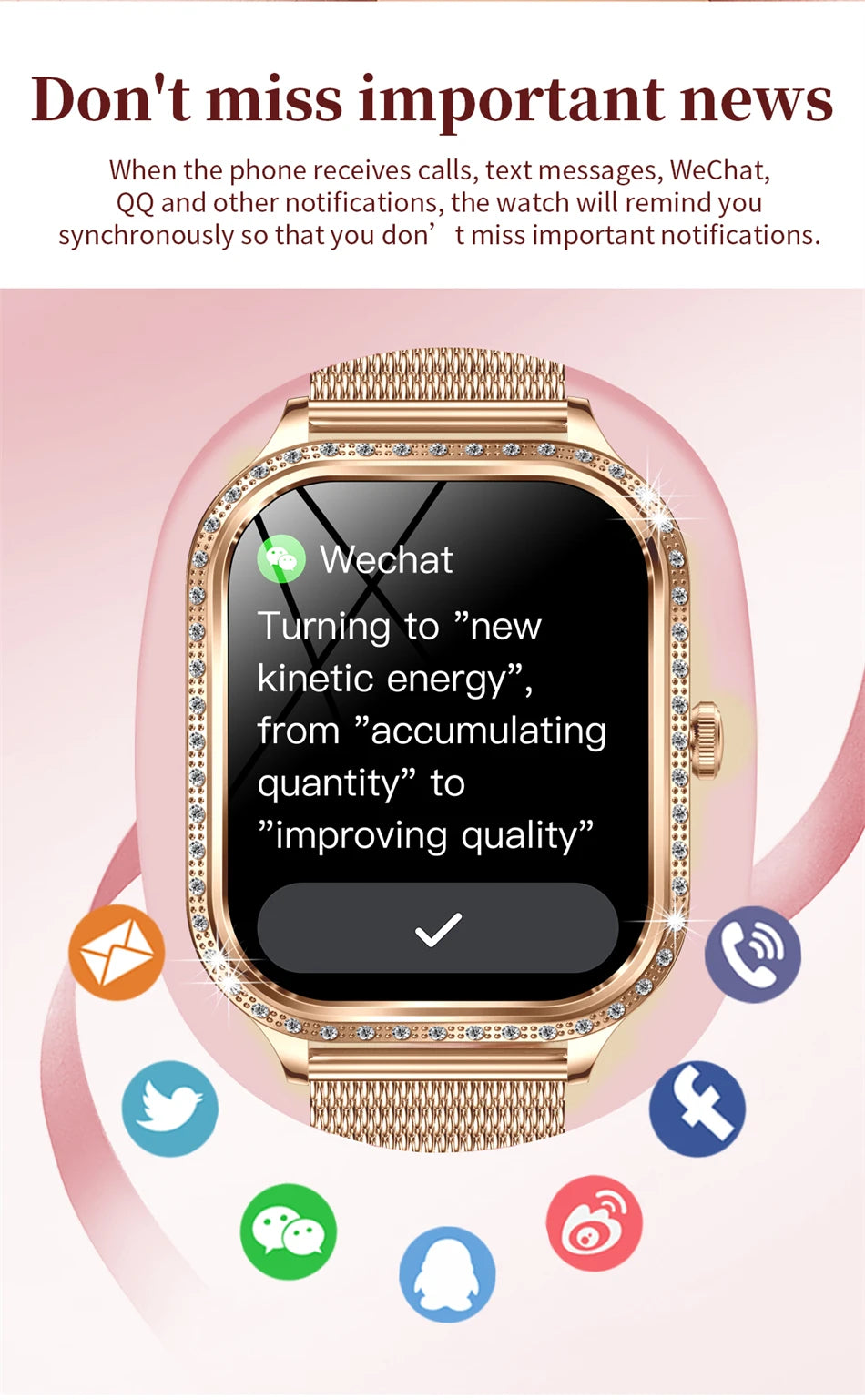 Luxury Smart Watch for Women - 1.75" HD Bluetooth Call Heart Rate Fitness Tracker