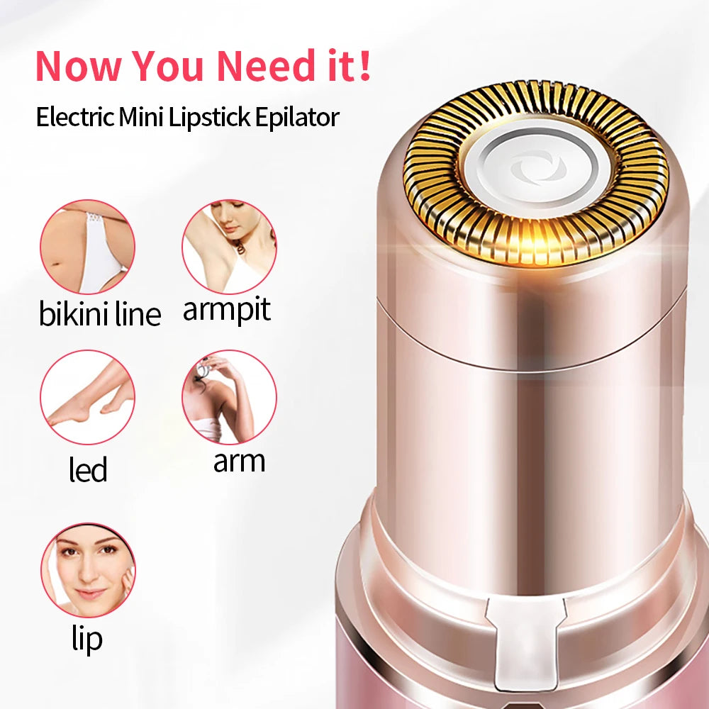 Electric Facial Hair Remover - Lipstick Shaver with Built-in LED Light - for Women