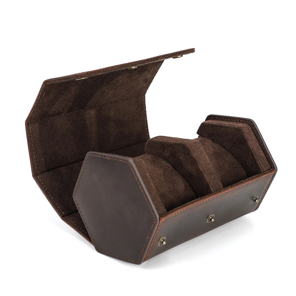 Leather Watch Roll Box - 1/2/3/4/6/8 Slots Travel Case & Display Holder - for Men & Women