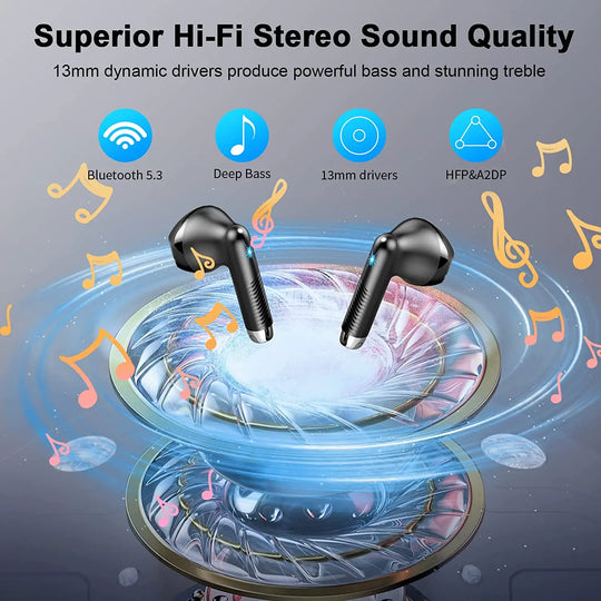 Wireless Earbuds - Bluetooth Noise Canceling LED Display Waterproof