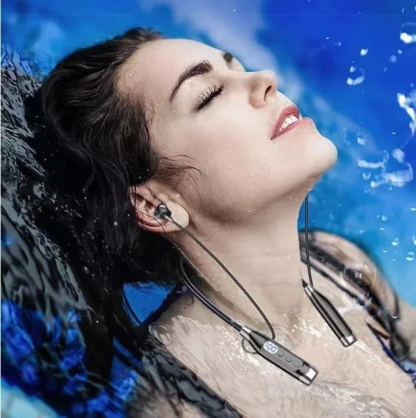 Wireless Neckband Bluetooth Headphones - Magnetic Earbuds LED Display Sports
