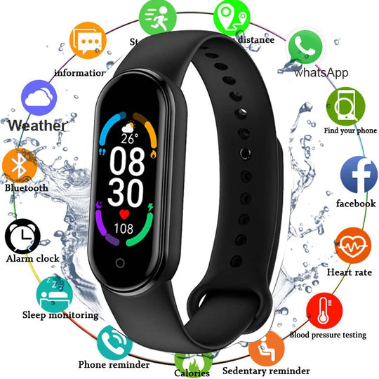 M6 Smartwatch - Heart Rate & Blood Pressure Monitor Fitness Tracker Watch