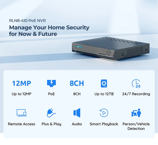 Outdoor Security Camera System - 4K 8CH PoE NVR with 8MP IP Cameras & Night Vision