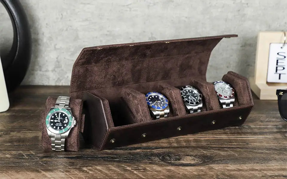 Leather Watch Roll Box - 1/2/3/4/6/8 Slots Travel Case & Display Holder - for Men & Women