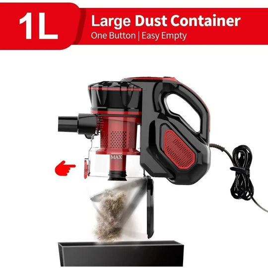 Corded Vacuum Cleaner - 18KPa 600W 4-in-1 Stick & Handheld for Home & Pet Hair