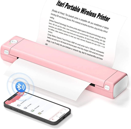 Portable Thermal Printer - Wireless A4 Bluetooth for Android, iOS & Laptop