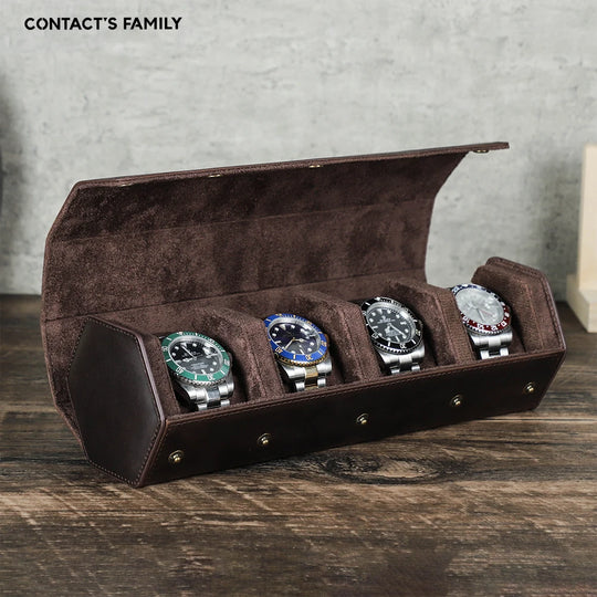 Leather Watch Roll Box - 1/2/3/4/6/8 Slots Travel Case & Display Holder - for Men & Women