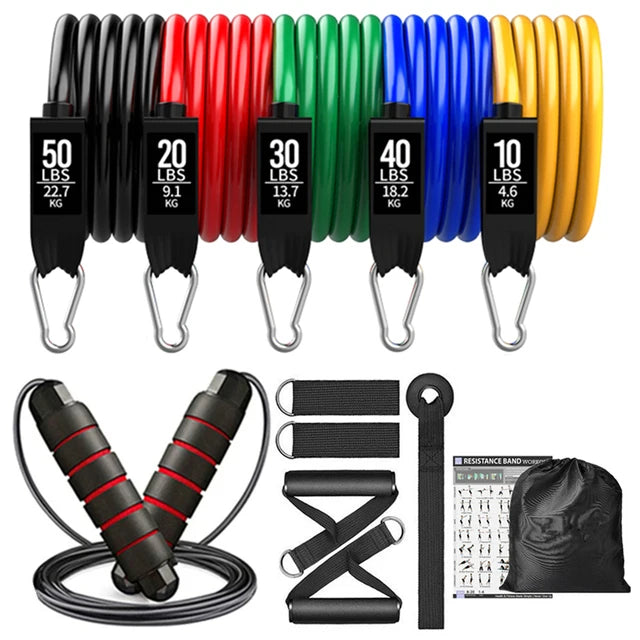 300lb Fitness Booty Resistance Elastic Band Workout for Training Home Exercise Sport Gym Dumbbell Harness Set Expander Equipment