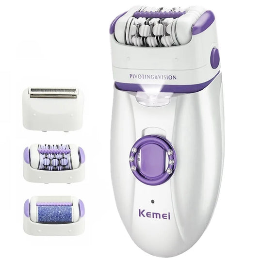Electric Epilator for Women - Leg, Body, Lip, Chin & Bikini Hair Removal - 3-in-1