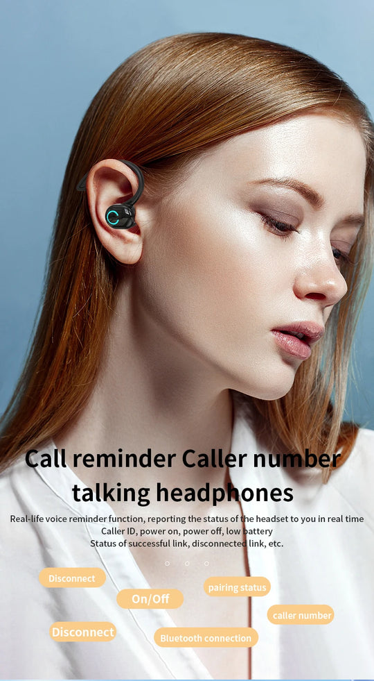 TWS Bluetooth 5.2 Earbuds - Single In-Ear Wireless Headset with Mic & ANC