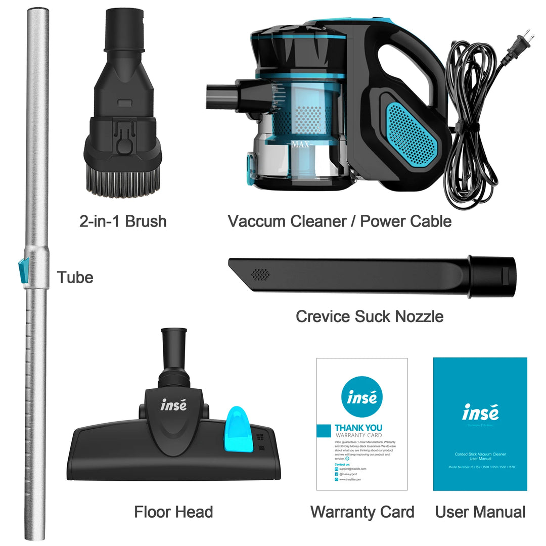 Corded Stick Vacuum Cleaner - 600W Powerful Suction, Bagless, Cyclone Filter - for Home, Pet Hair & Hard Floor