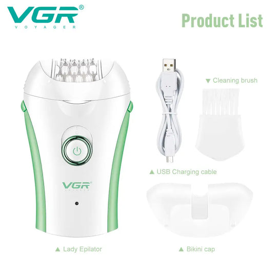 Women Electric Epilator - Wet & Dry, 32 Tweezers, 2 Speeds, USB Charging - for Face, Body, Legs & Bikini