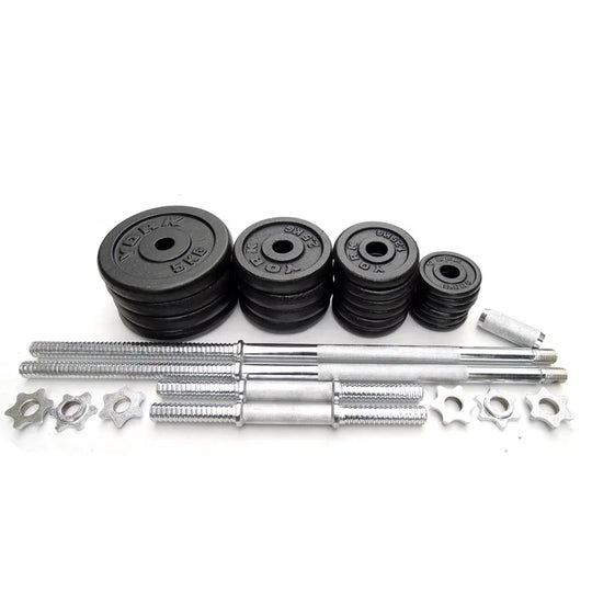 High Quality Cast Iron Adjustable Sports Gym Equipment 15kg 30kg 50kg Fitness Dumbbell and Barbell Set for Training