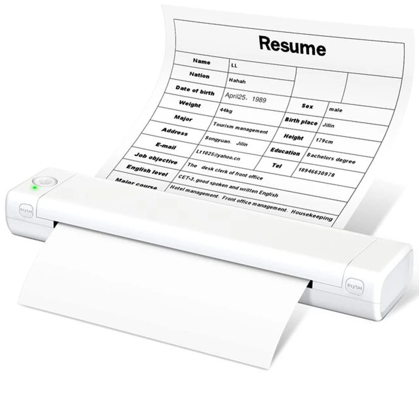Portable Thermal Printer - Wireless A4 Bluetooth for Android, iOS & Laptop