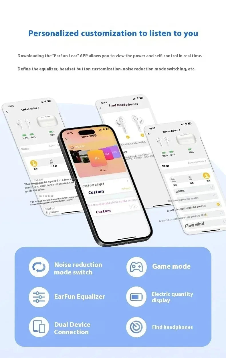 Bluetooth Earbuds - Active Noise Reduction Waterproof Gaming Earphones