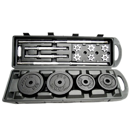 High Quality Cast Iron Adjustable Sports Gym Equipment 15kg 30kg 50kg Fitness Dumbbell and Barbell Set for Training