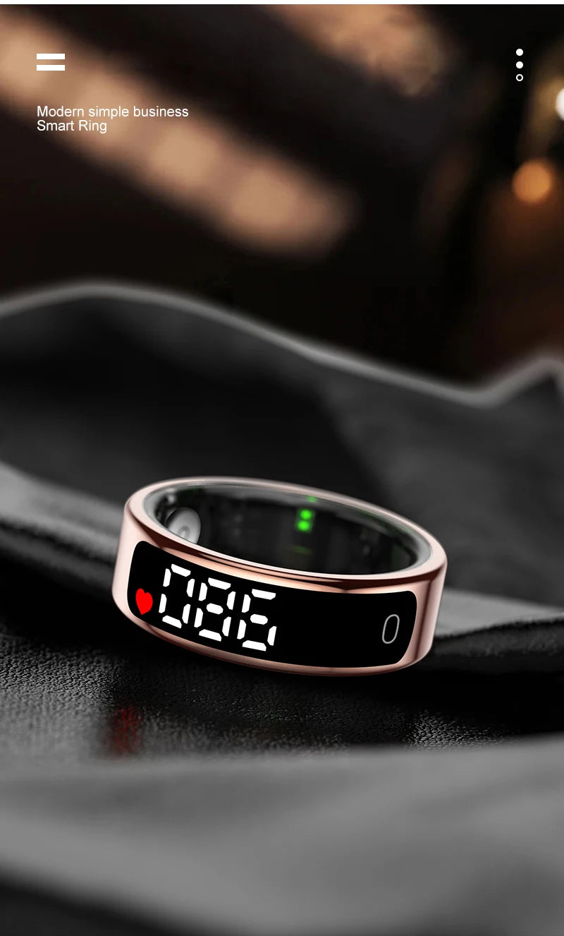 Smart Ring - LED Display Heart Rate Blood Oxygen Monitor Waterproof
