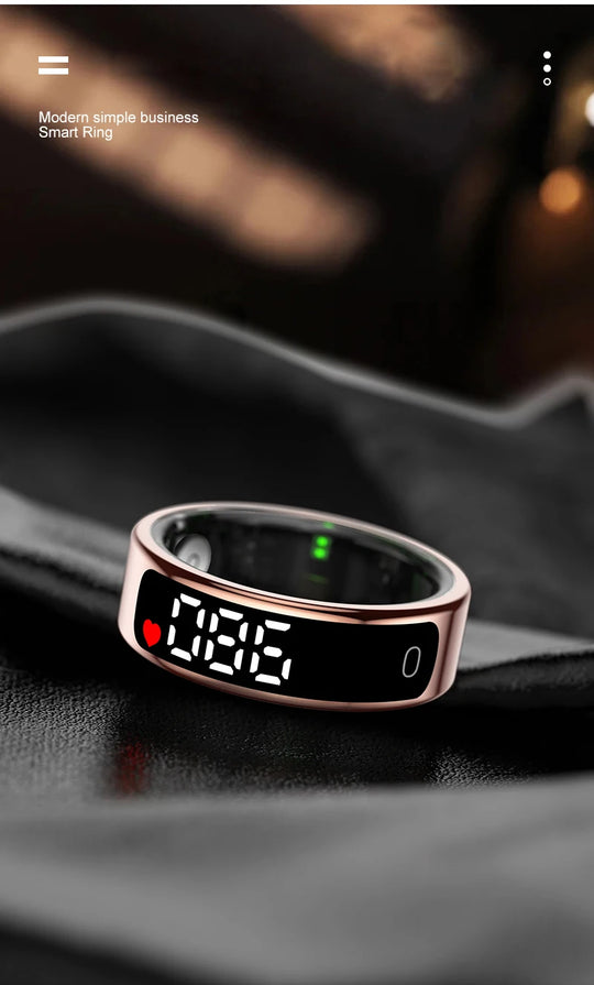 Smart Ring - LED Display Heart Rate Blood Oxygen Monitor Waterproof