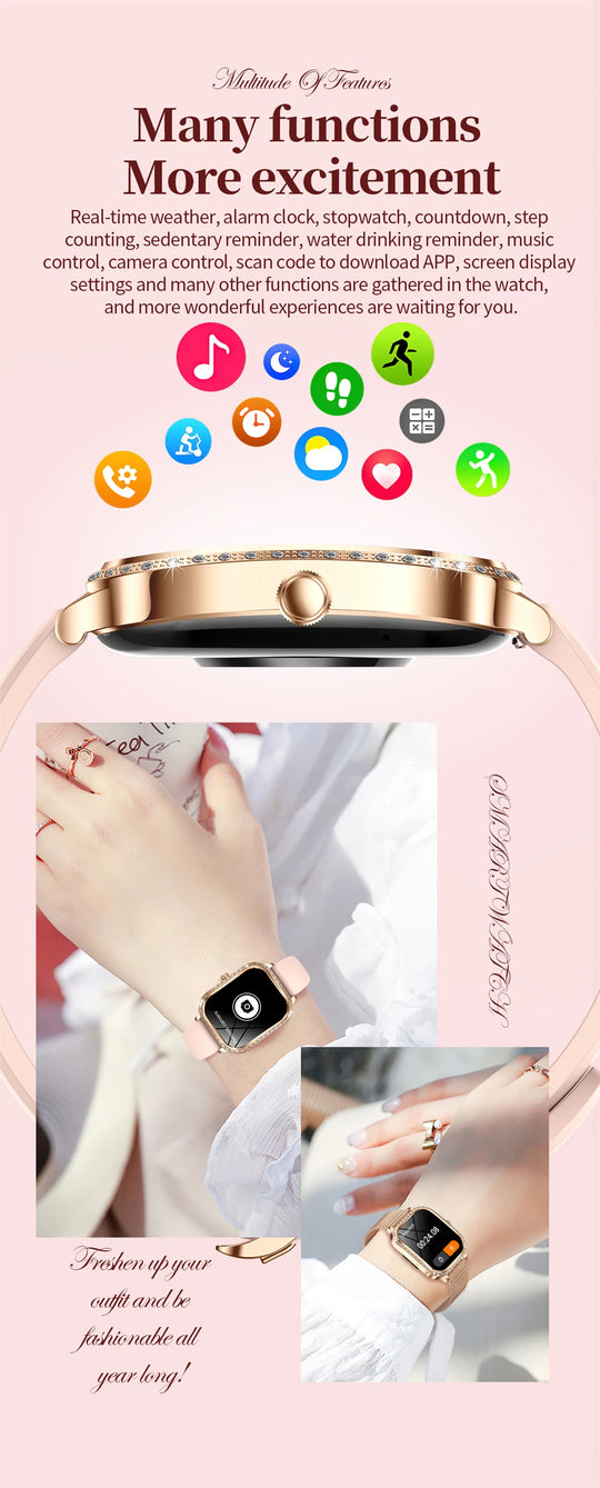 Luxury Smart Watch for Women - 1.75" HD Bluetooth Call Heart Rate Fitness Tracker