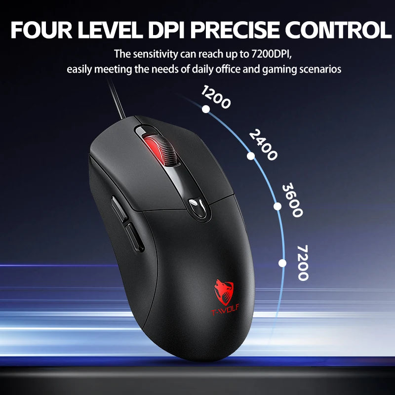 Wired Gaming Mouse - 6-Key High Precision Optical Mouse for PC & Laptop