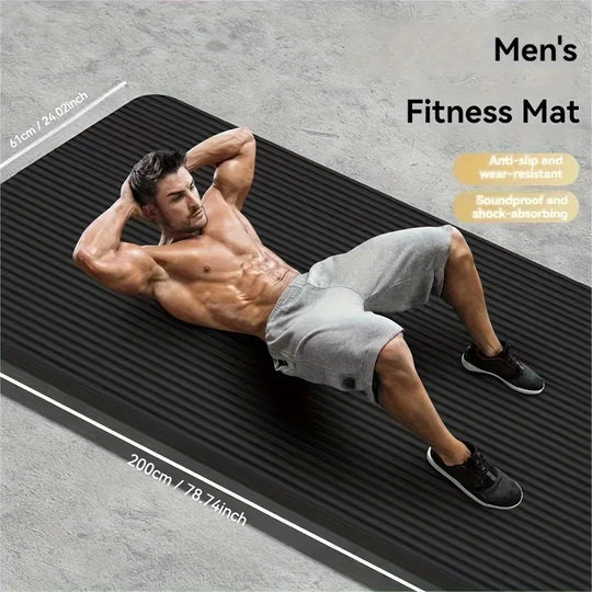 Thick Non-Slip Yoga Mat - Durable NBR Rubber for Home Fitness & Workouts