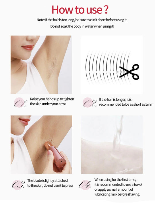 Electric Facial Hair Remover - Lipstick Shaver with Built-in LED Light - for Women