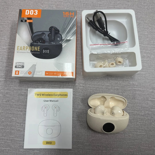 Wireless Earbuds - ANC ENC Noise Cancelling Subwoofer Headset