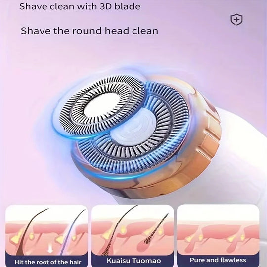 Portable Electric Lady Shaver - Armpit, Bikini, Arm, Leg & Face Hair Removal - Painless