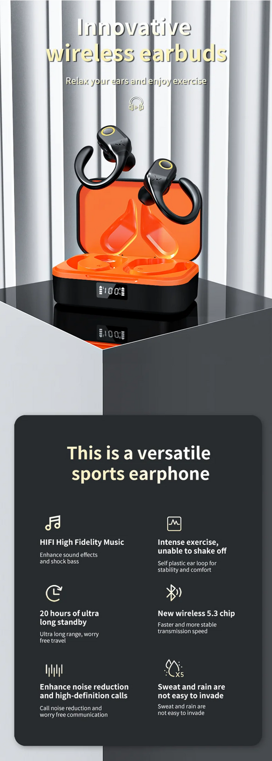ANC Wireless Earbuds - Bluetooth 5.3 TWS with Dual Mics & ENC Noise Cancellation