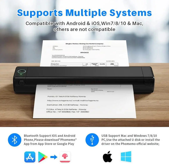 Portable Thermal Printer - Wireless A4 Bluetooth for Android, iOS & Laptop