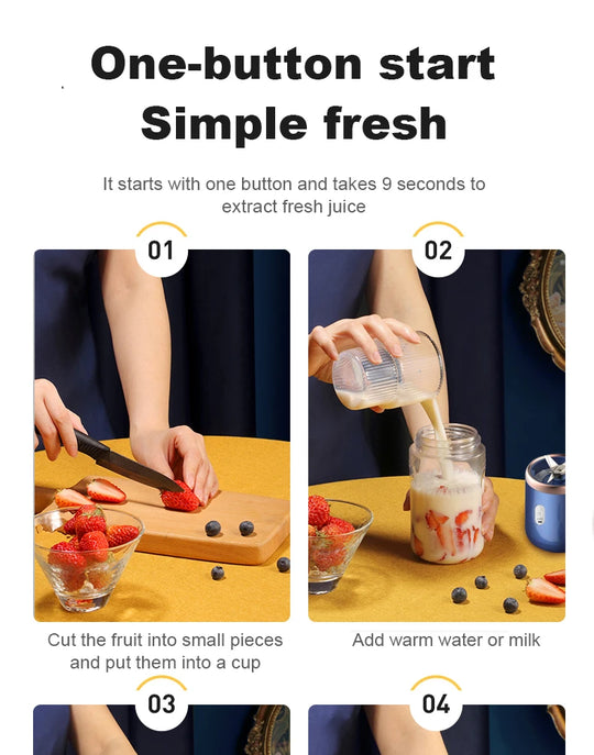 Portable Juicer Cup - 6-Blade Blender Bottle for Smoothies & Fresh Juice