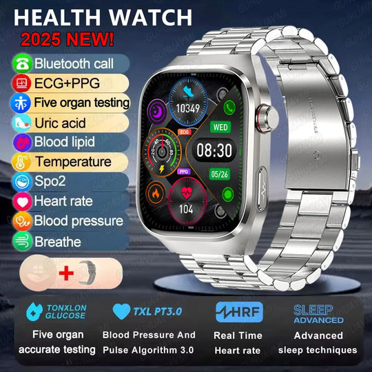 ECG+PPG Health Smartwatch - Heart Rate, Blood Pressure & BT Call Monitor